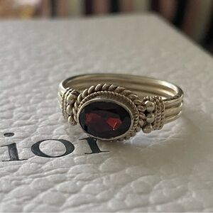 Vintage Garnet set on genuine silver ring